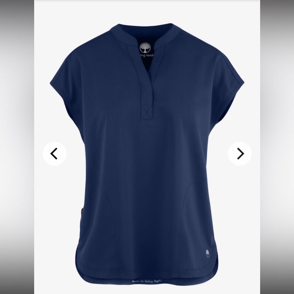 healing hands Navy Blue V-Neck Pullover Top